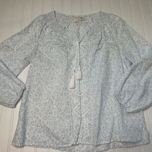 Joie Linen Cotton Blend Tunic Top Blouse Embroidered Medium Women.  247